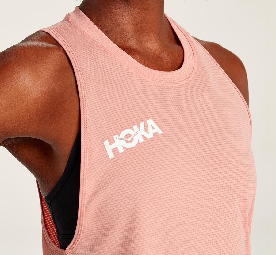 Hoka One One Performance Utility Tank Top Dam - Rosa - ATNGB-4251